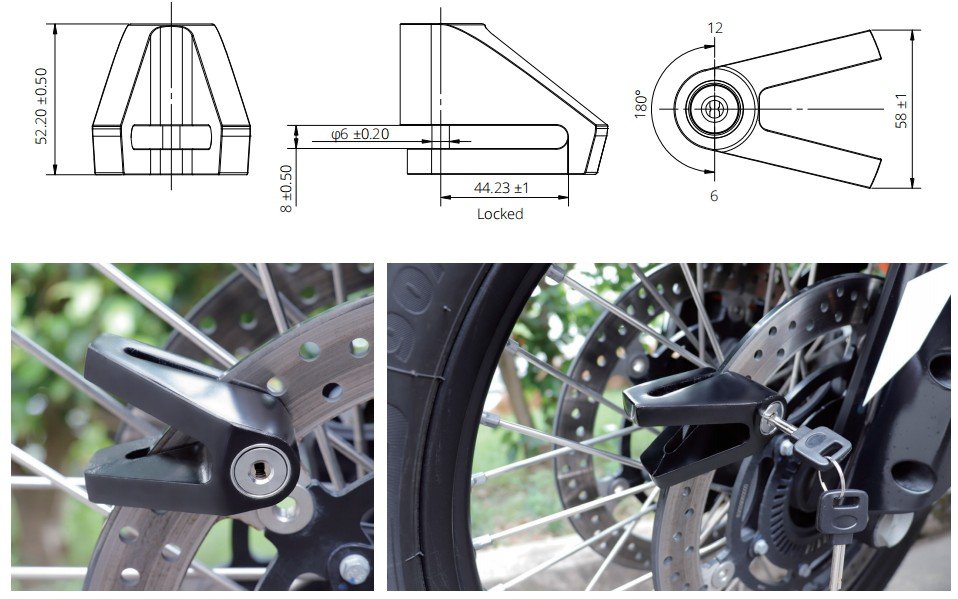 Triangular disc lock