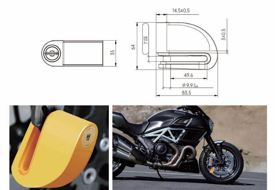Motorcycle Disc Brake Lock MK619 With Electronic Alarm - Motorcycle Lock - 1